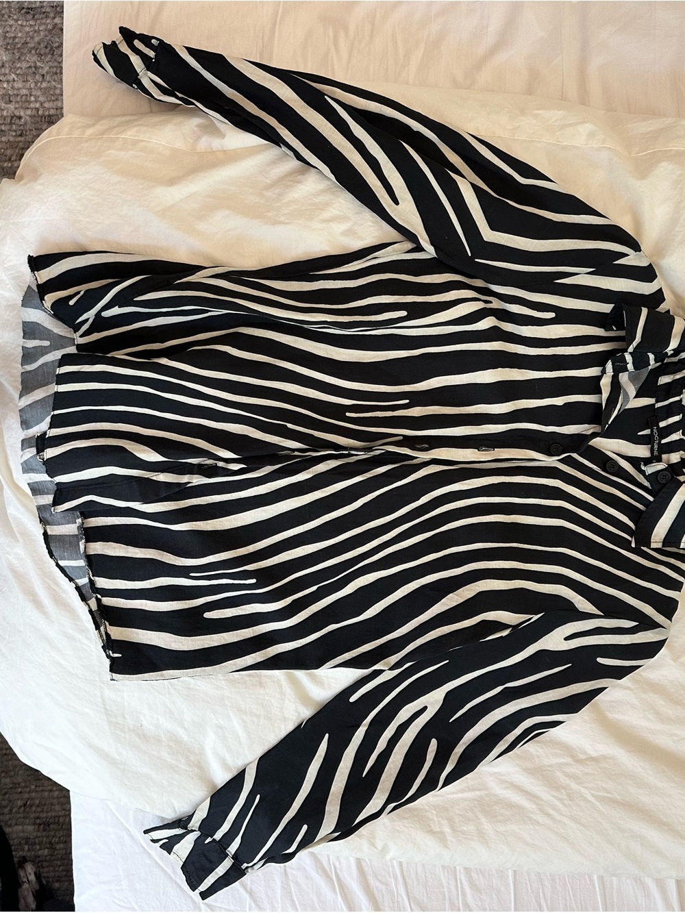 Black and White Zebra Print Button-Up Shirt